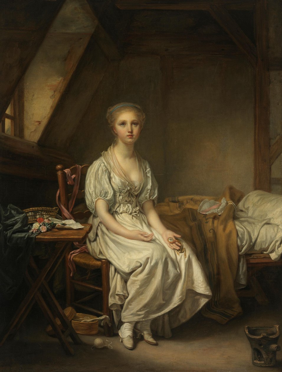 The Lamentations of the Clock (The Faltering Virtue) by Jean-Baptiste Greuze