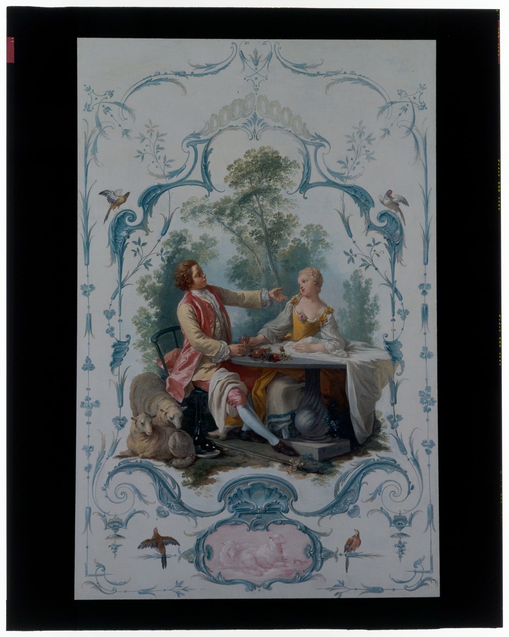 Two Decorative Panels with Pairs of Lovers Entitled 
