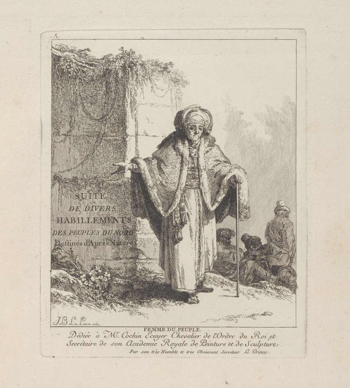 Woman of the People, plate one from Divers Habillements des Peuples du Nord by Jean-Baptiste Le Prince