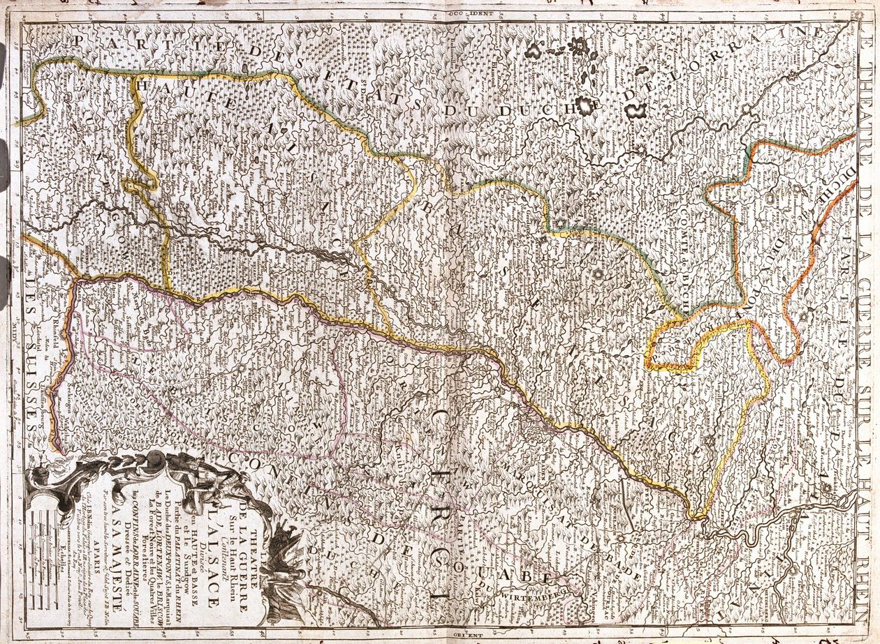 Germany (Saarland, Rhineland-Palatinate, Baden-Württemberg), France (Franche-Comté, Alsace, Lorraine), Switzerland (Basel-Stadt) by Jean Baptiste Nolin