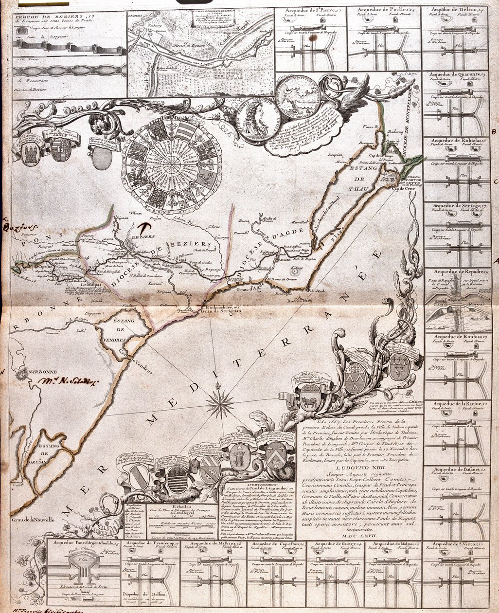 Project for the construction of a channel of communication between the Atlantic ocean and the Mediterranean sea, inclusive part approximately between Capestang and Étang de Thau; in the regions of Languedoc-Roussillon, France by Jean-Baptiste Nolin