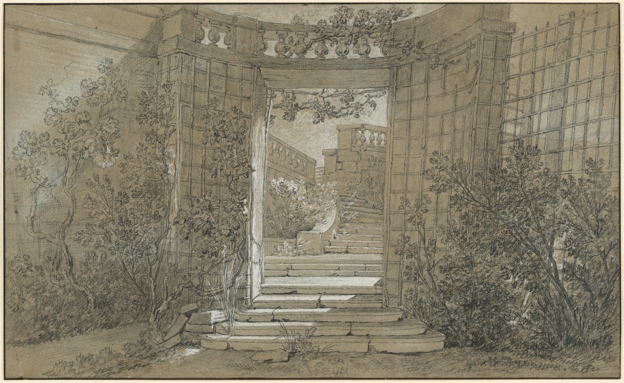 Landscape with a Staircase and a Balustrade by Jean-Baptiste Oudry