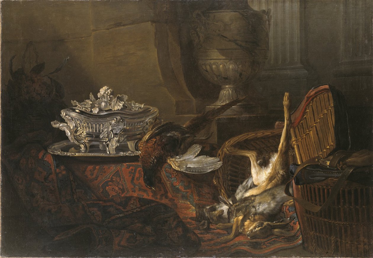 Still Life with Dead Game and a Silver Tureen on a Turkish Carpet by Jean-Baptiste Oudry