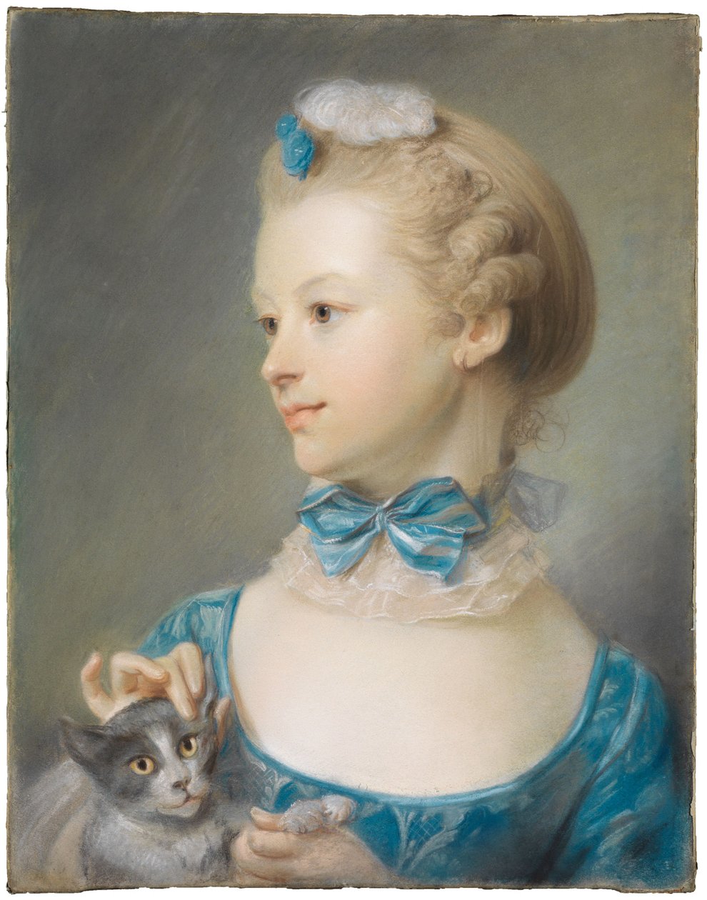 Girl with Cat by Jean-Baptiste Perronneau