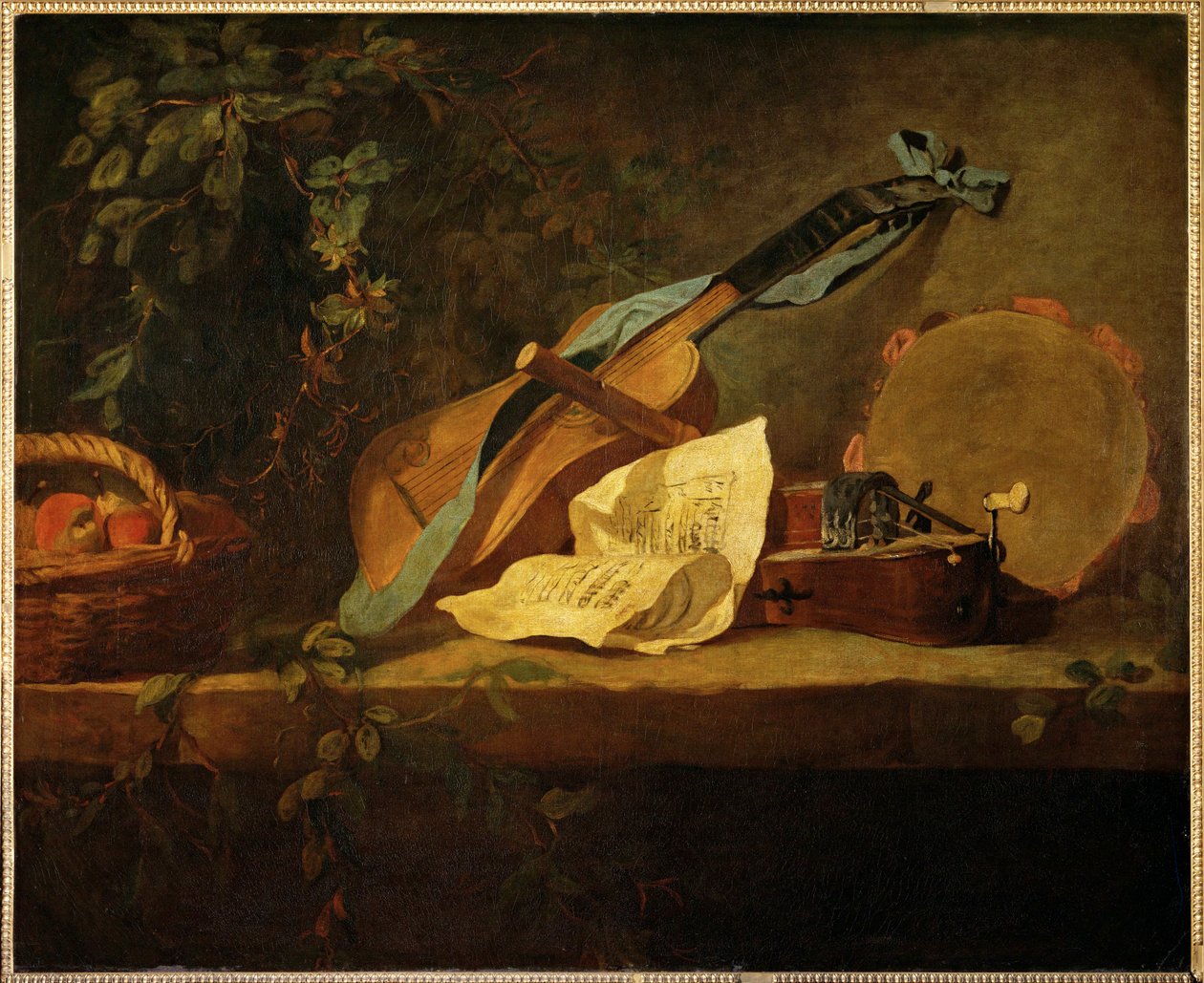 Instruments of Music and Basket of Fruits by Jean-Baptiste Simeon Chardin