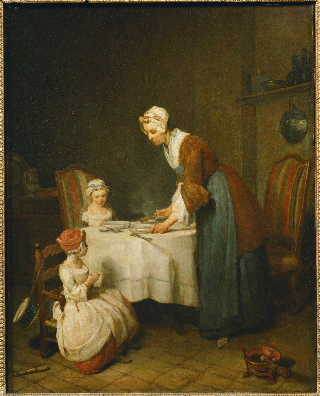 The Blessing. A Mother Waits for Her Small Daughter to Say Grace by Jean Baptiste Simeon Chardin