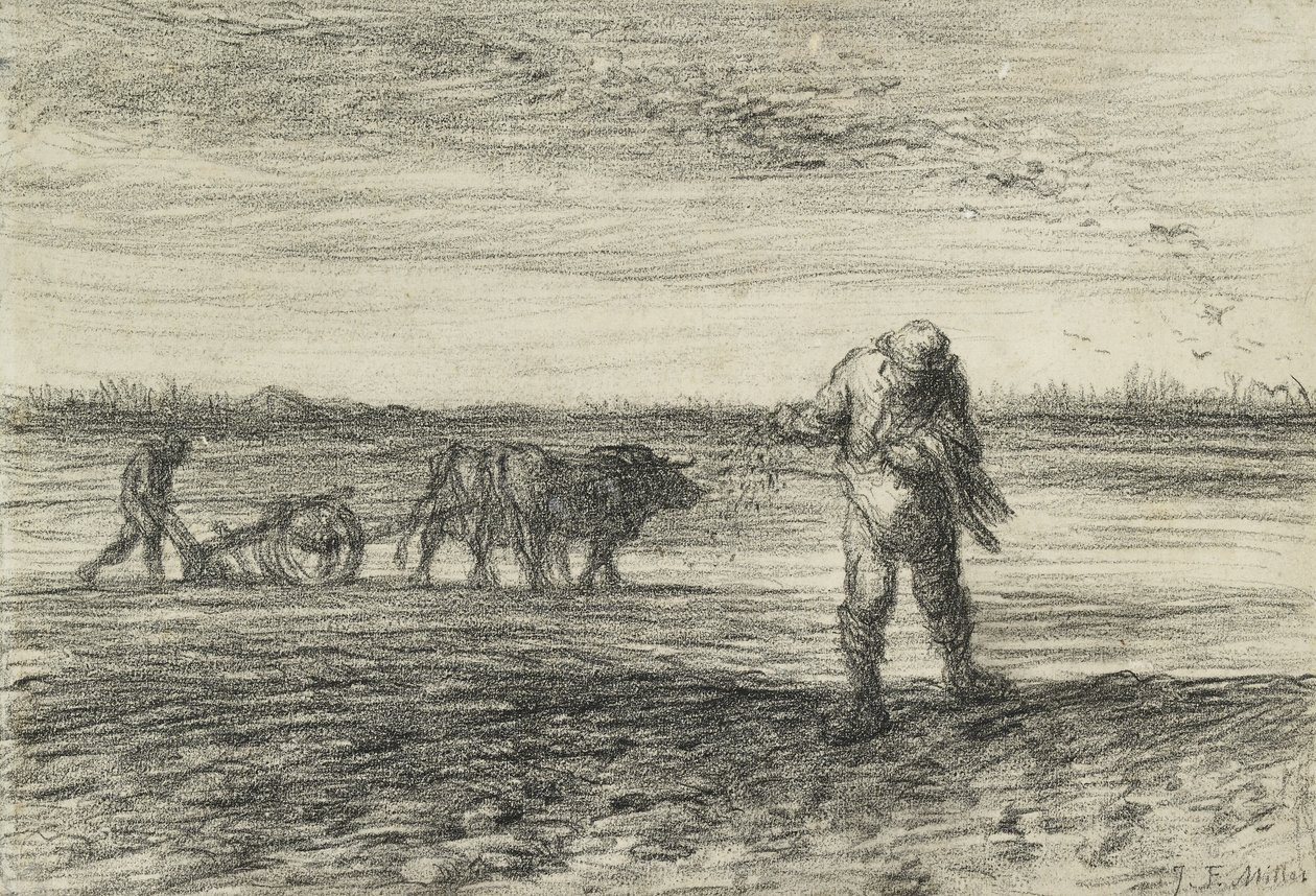 Man Ploughing and Another Sowing, 1849-1852 by Jean Francois Millet