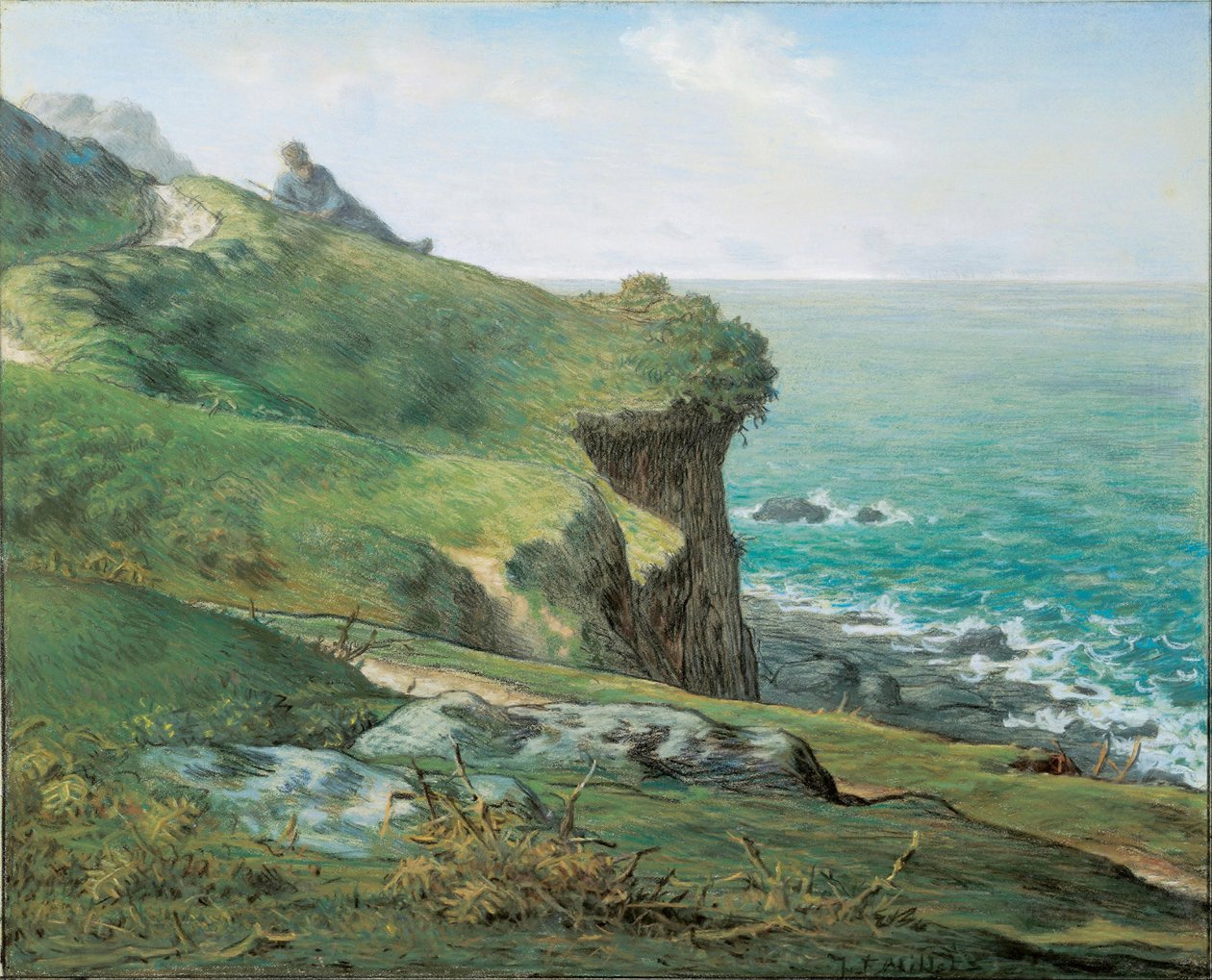 Cliffs at Greville by Jean Francois Millet by Jean-Francois Millet
