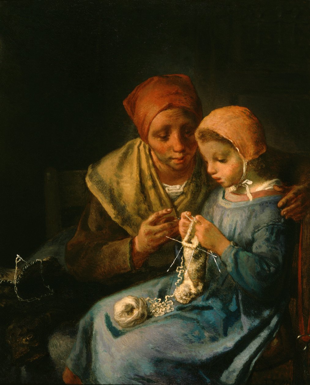 The Knitting Lesson by Jean Francois Millet
