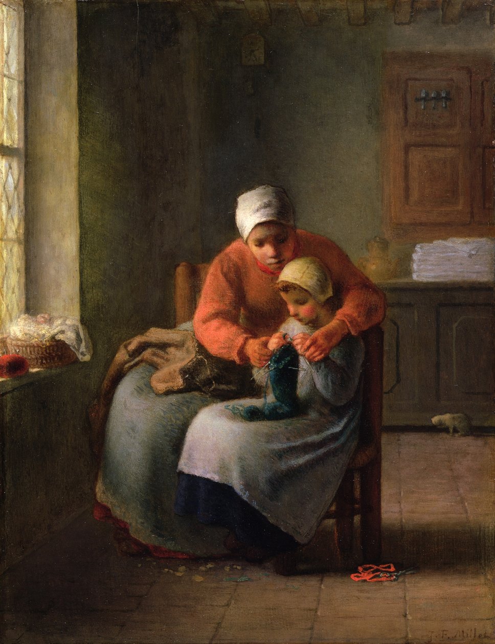 The Knitting Lesson by Jean-Francois Millet