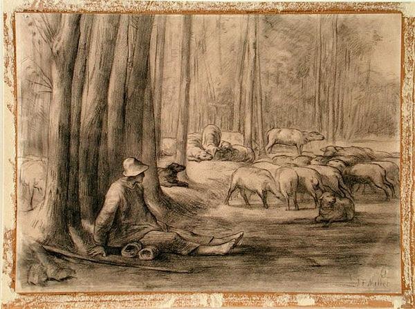 The Drinking Place in the Forest by Jean Francois Millet