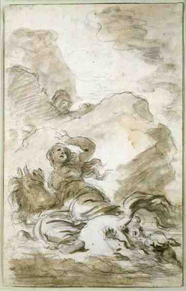 Angelica reaches the Shore Where the Hermit Lies in Wait by Jean Honore Fragonard