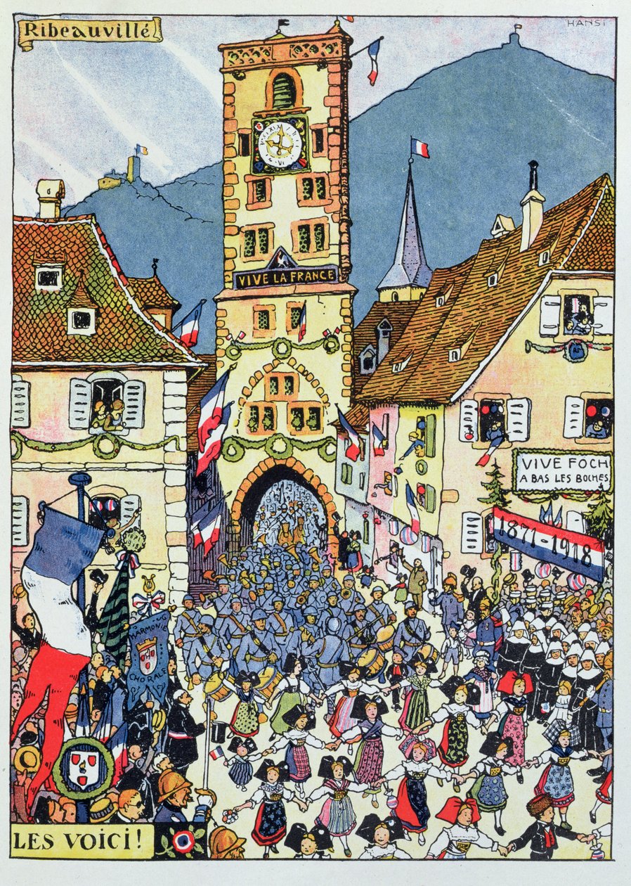 Entry of French troops into Ribeauville, Alsace by Jean Jacques Waltz