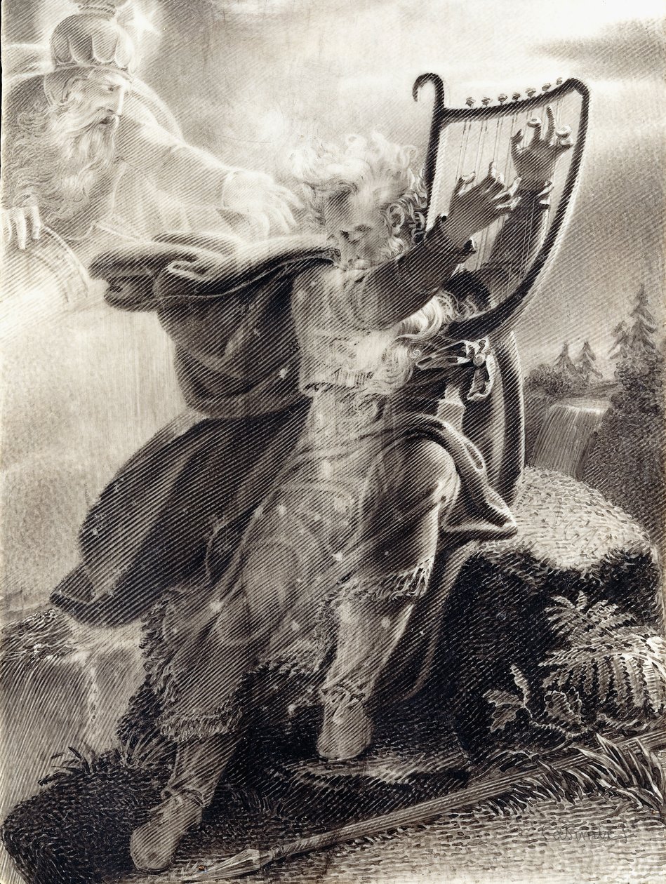 Ossian Playing the Harp by Jean Jacques Casimir Karpff