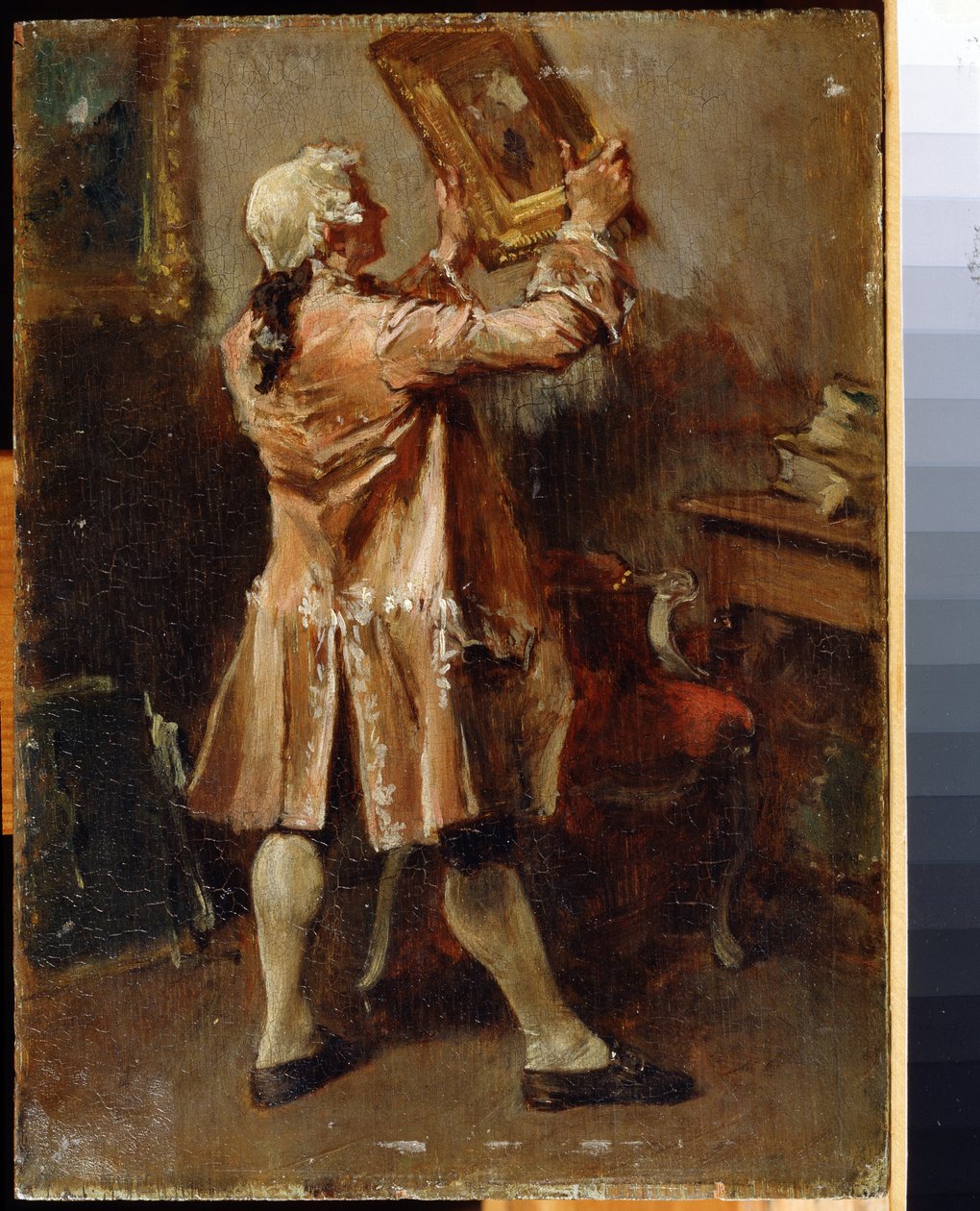 A Painting Lover. Painting by Ernest Jean Louis Meissonier (1815-1891) by Jean Louis Ernest Meissonier