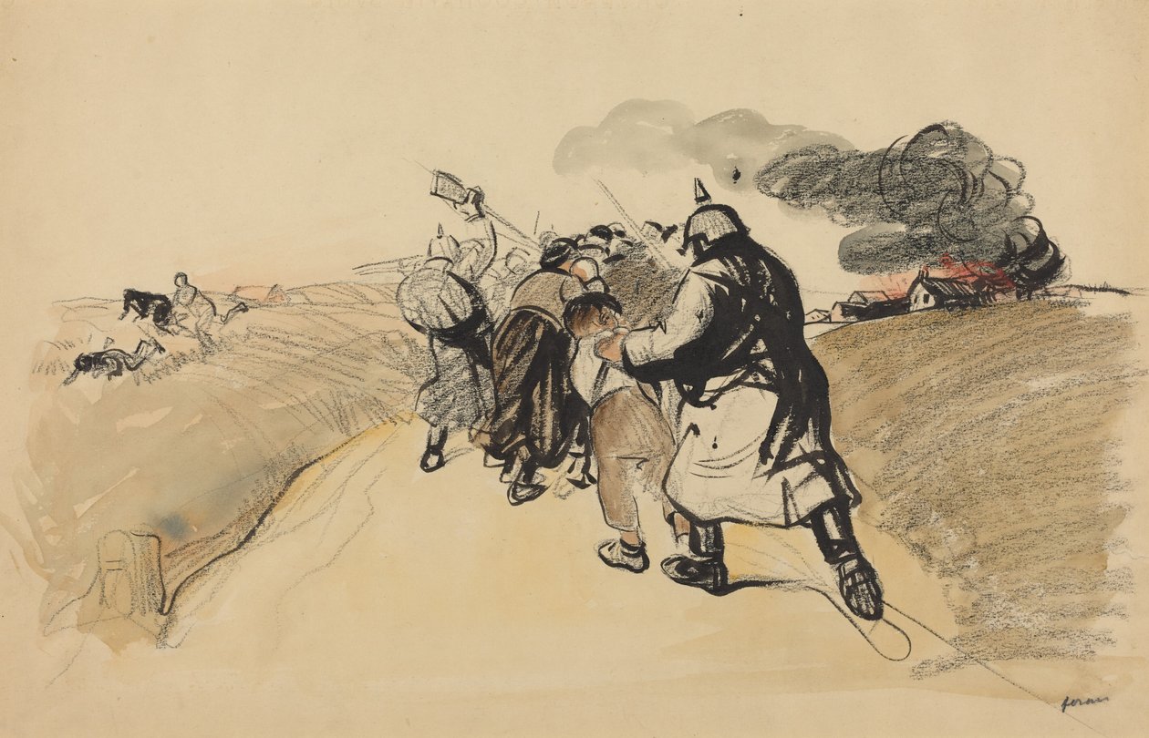 German Raid on a Village by Jean-Louis Forain