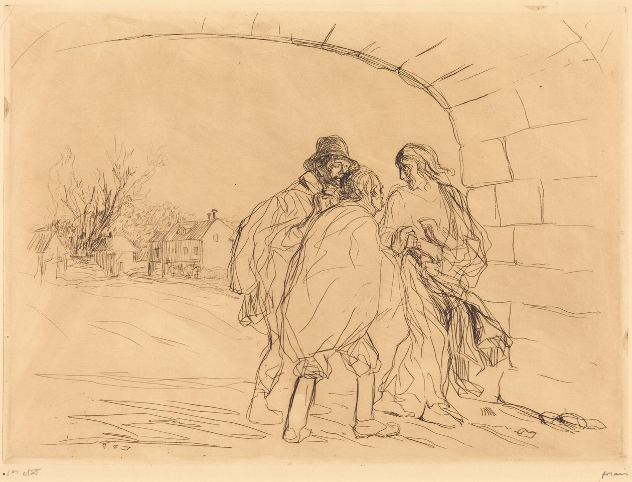 The Meeting under the Arch (first plate) by Jean-Louis Forain