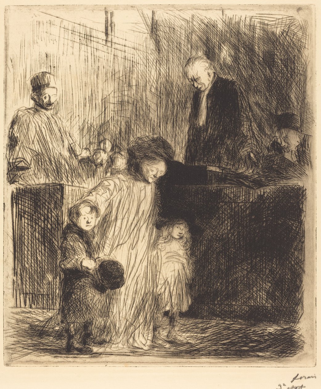 Coming Out of the Hearing (first plate) by Jean-Louis Forain