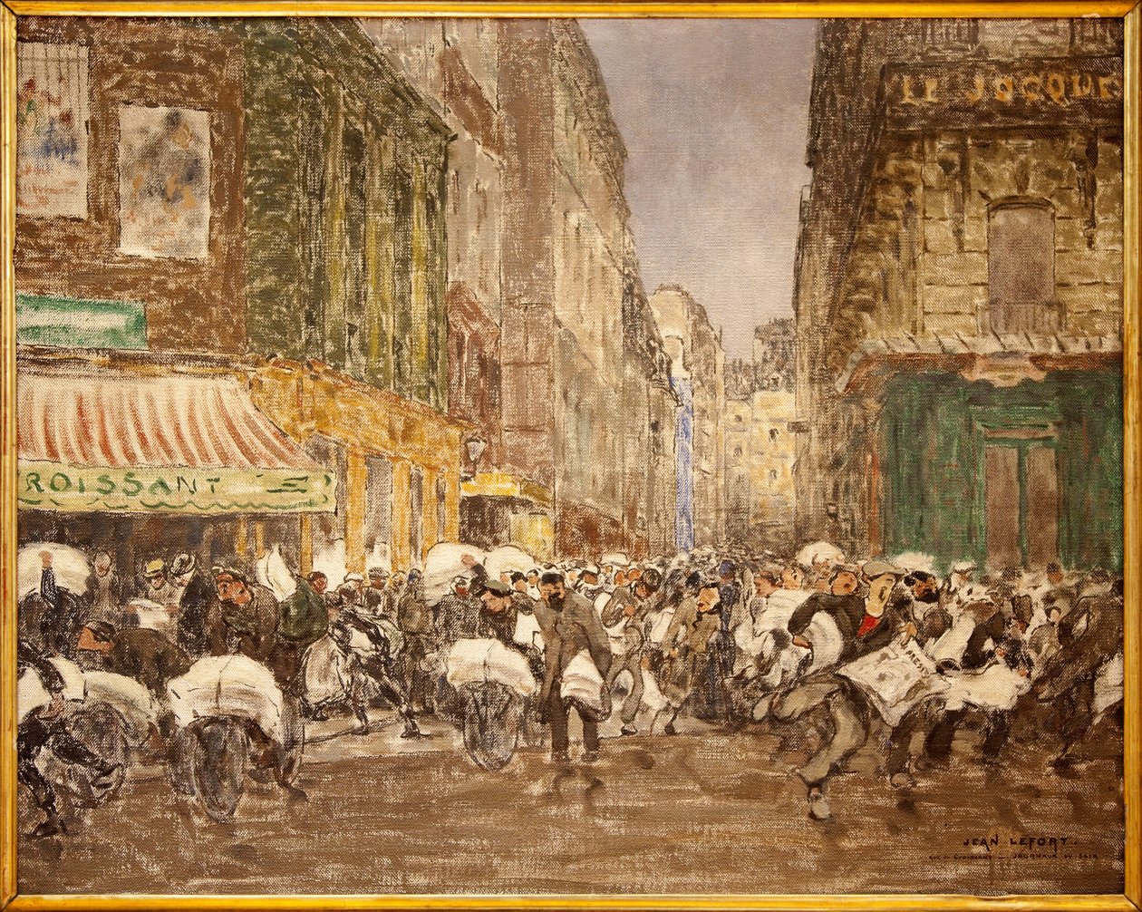The release of the evening newspapers, rue du Croissant in 1914 by Jean Louis Lefort