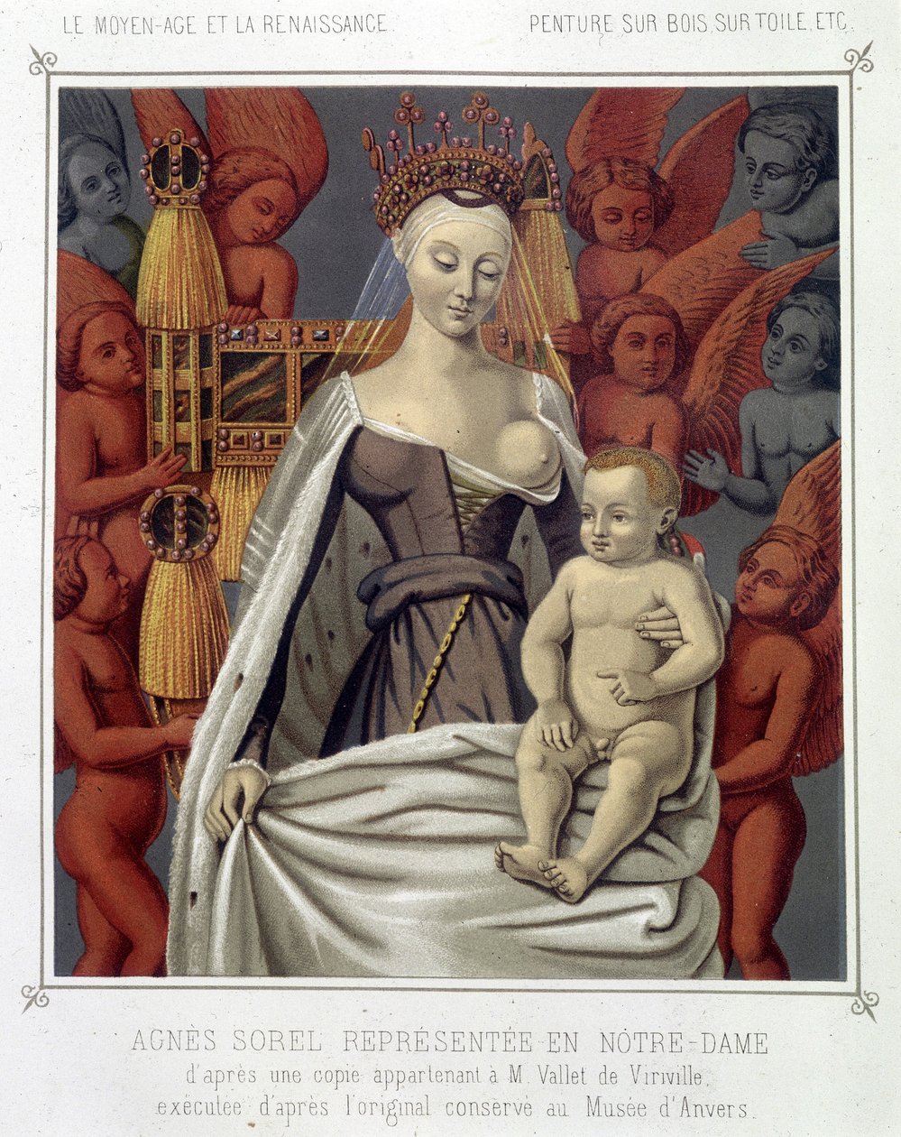 Agnes Sorel (1422-1450) (Lady of Beaute sur Marne) (Beaute-sur-Marne) represented in Notre Dame by Jean (after) Fouquet