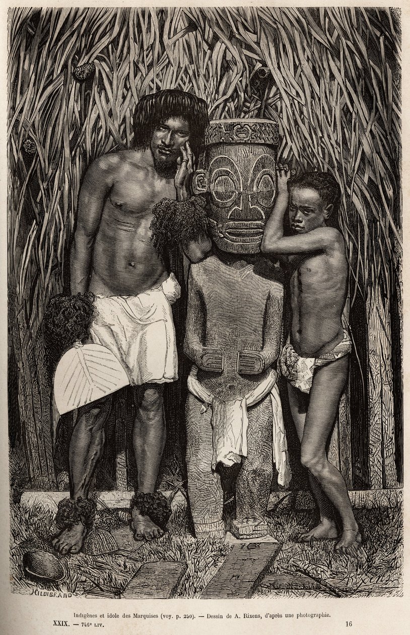 An Inhabitant of Hiva-Oa and His Son with a Carved Wooden Idol
