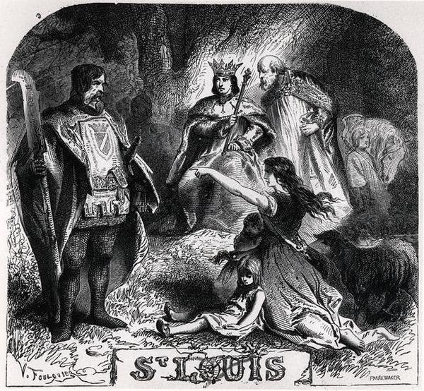 St. Louis renders justice under an oak in Vincennes, from Histoire de France en Tableaux, engraved by Pannemaker by Jean Antoine Valentin Foulquier