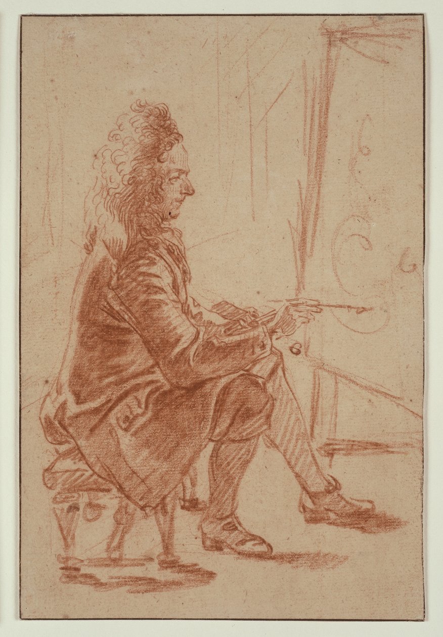 A Bewigged Painter (Possibly Claude Audran), c.1709 by Jean Antoine Watteau