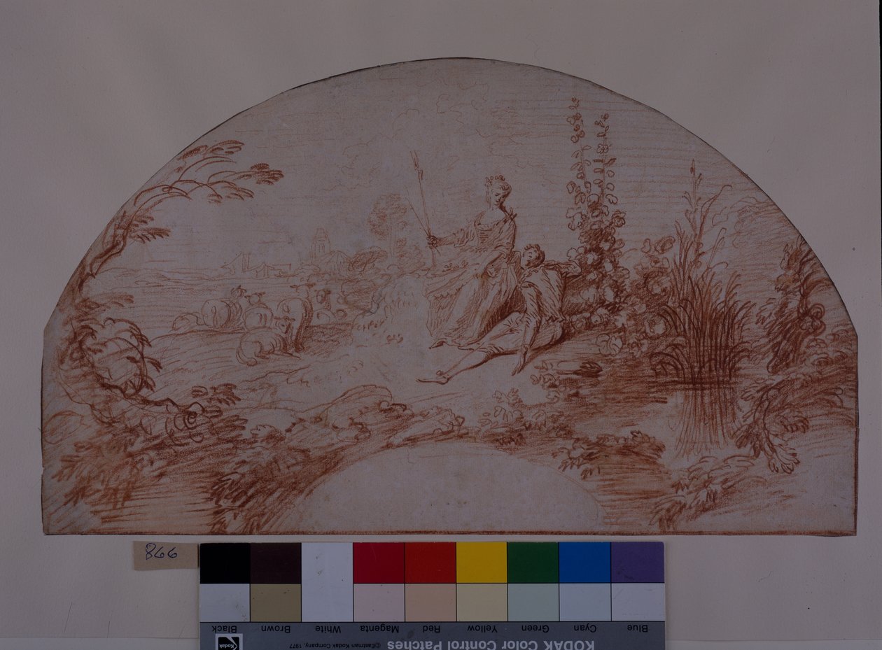 A shepherdess seated with her swain by Jean Antoine Watteau