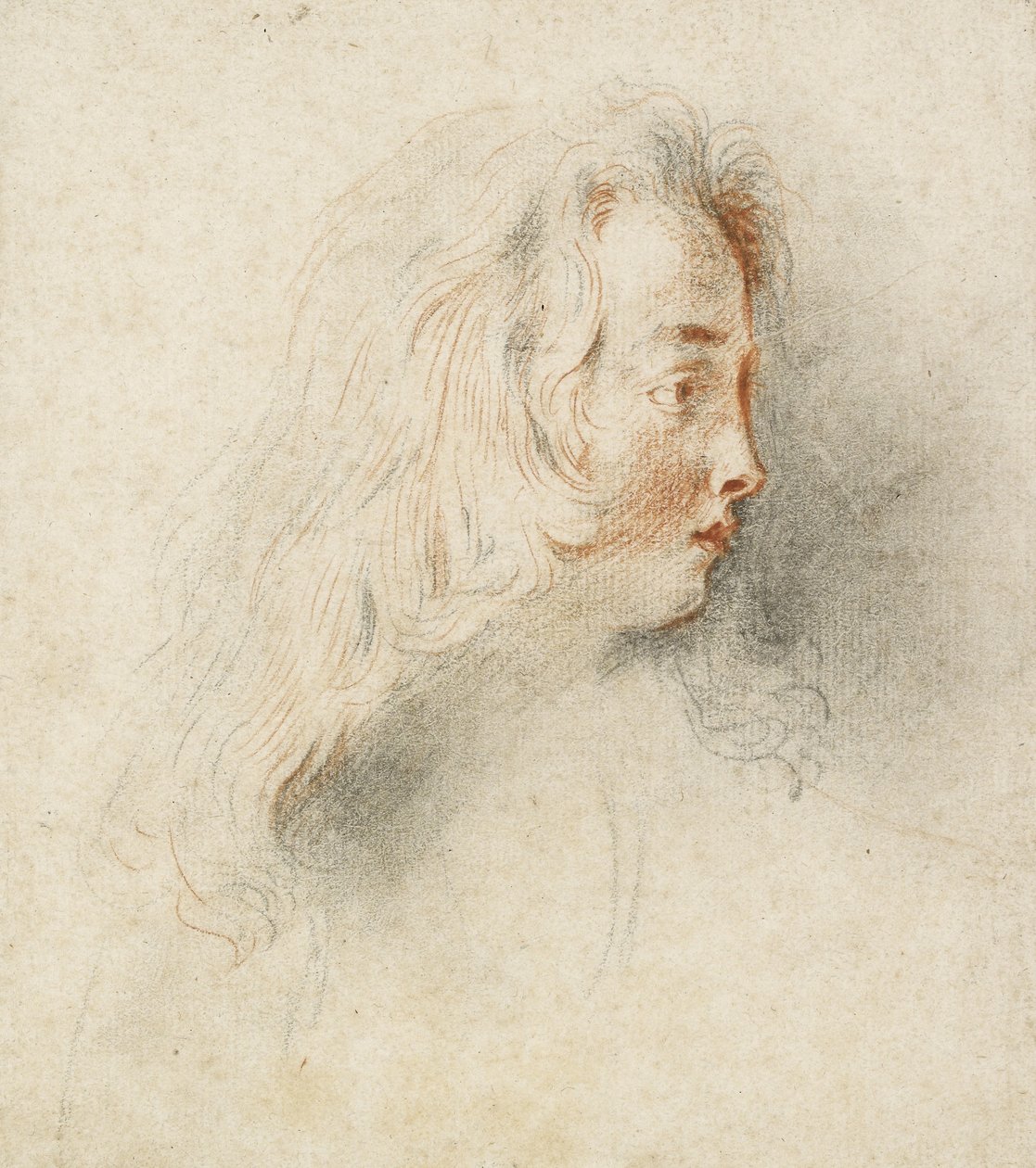Head of a Boy in Profile by Jean Antoine Watteau