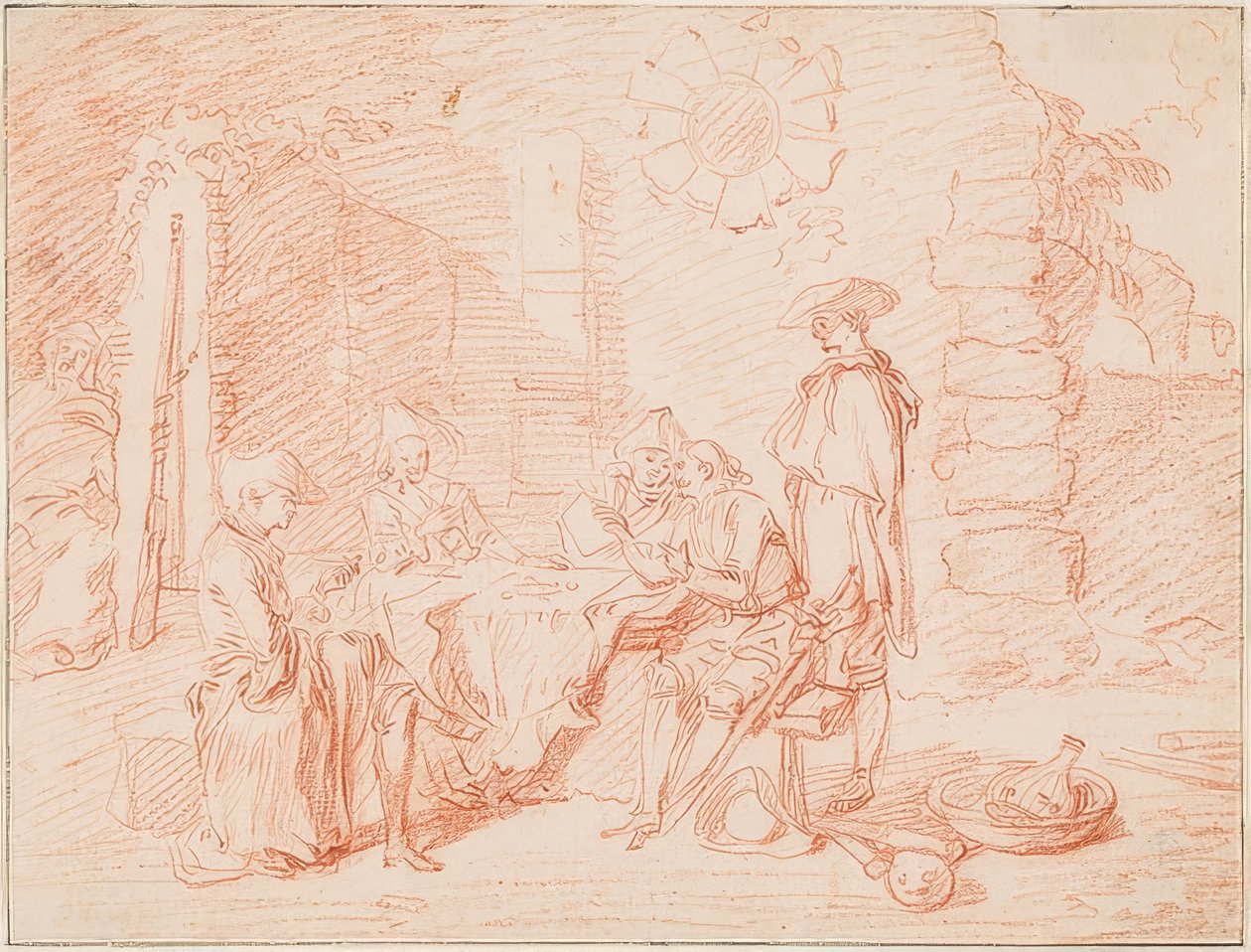 Soldiers Playing Cards in Front of a Wall. 1709/10 by Jean Antoine Watteau