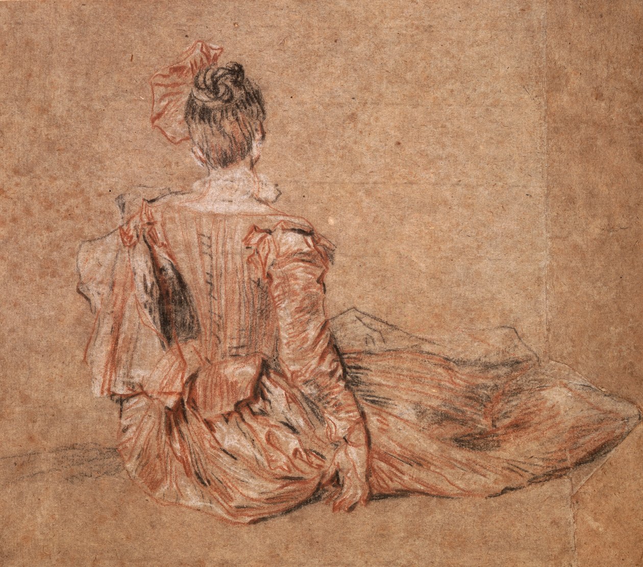 Study of a woman seen from the back by Jean-Antoine Watteau by Jean Antoine Watteau