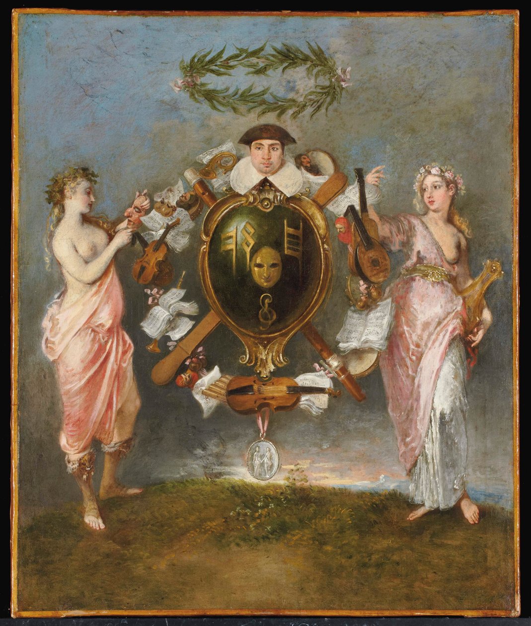 The Union of Comedy and Music by Jean-Antoine Watteau