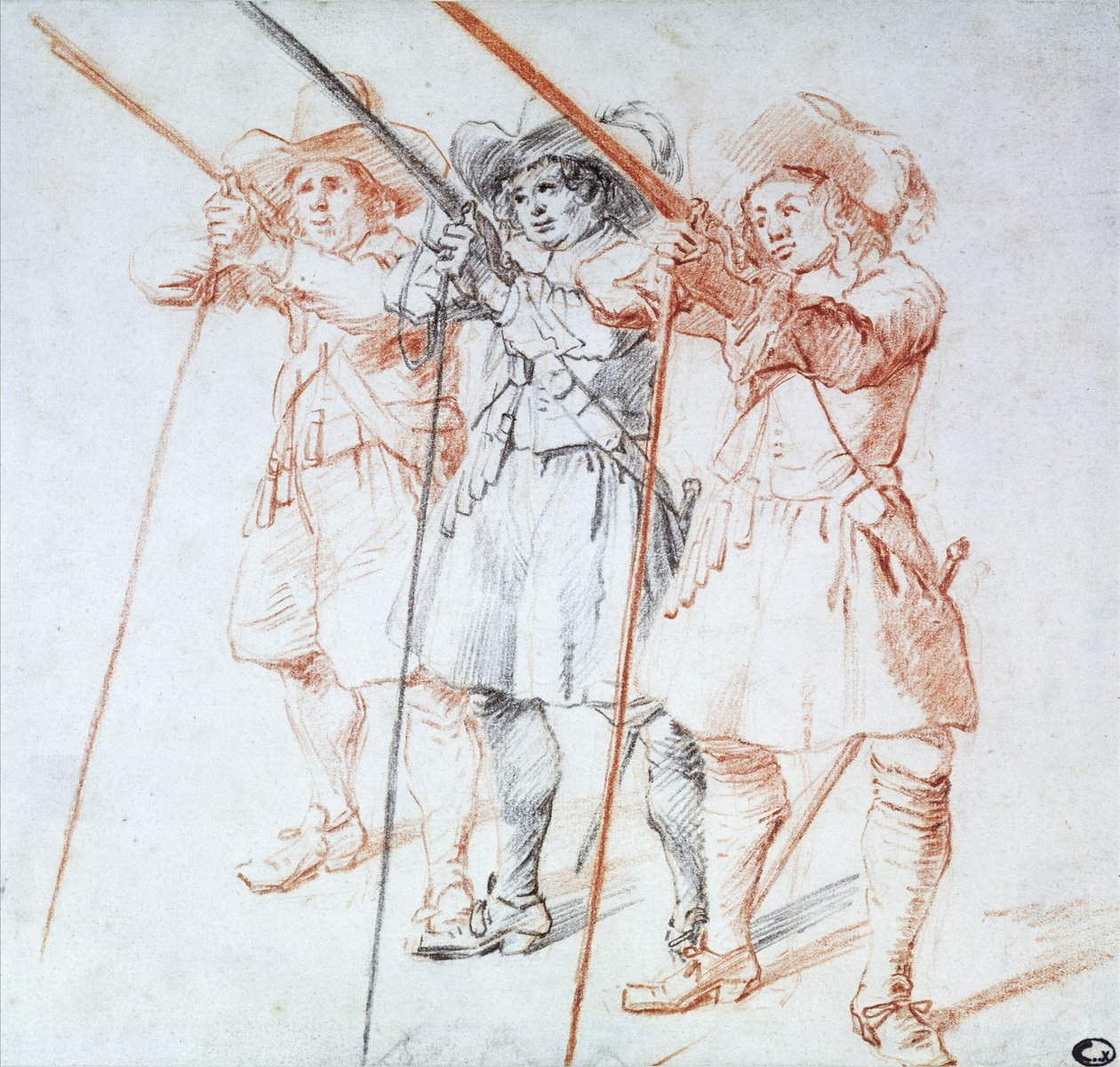 Three Arquebusiers by Jean Antoine Watteau