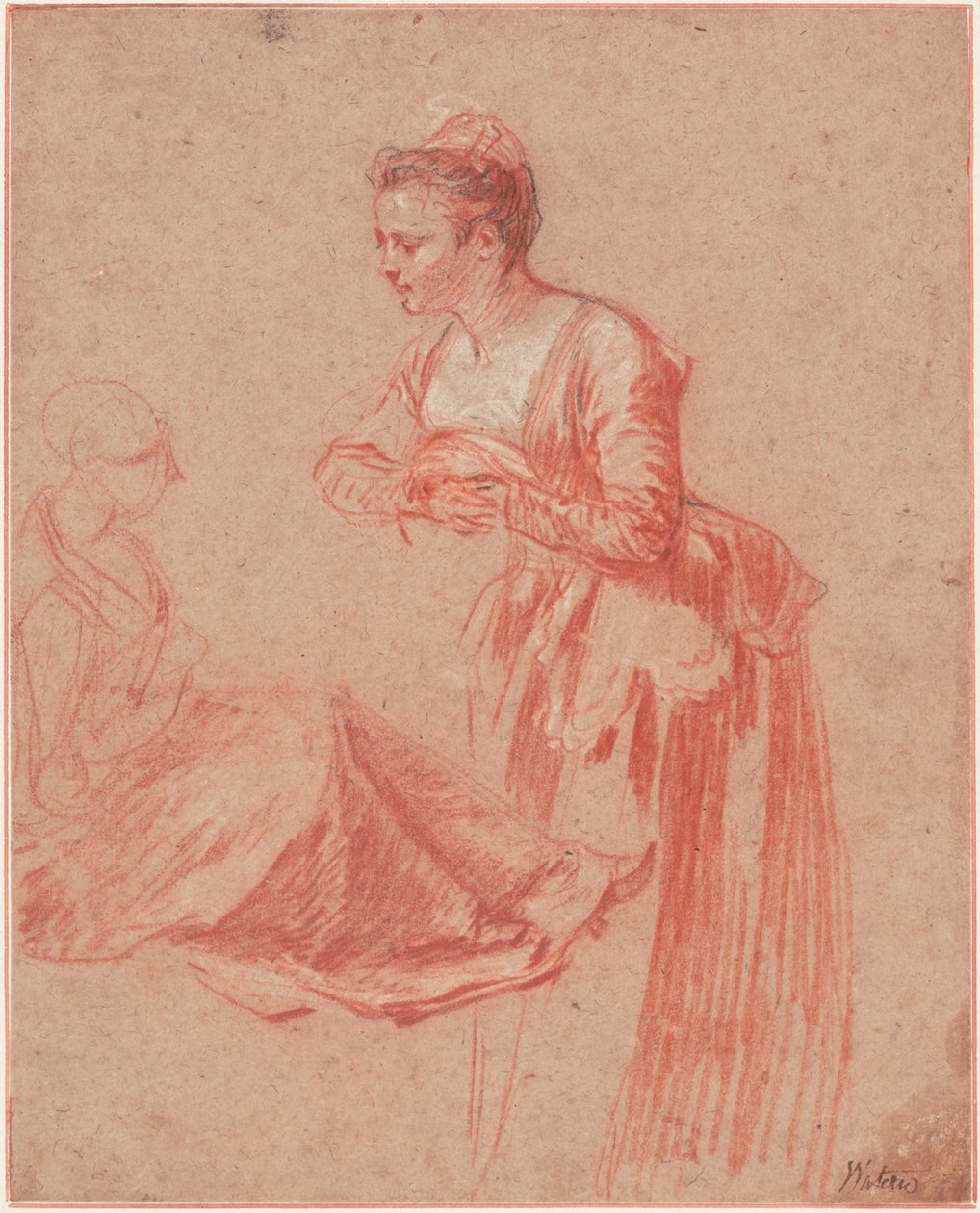 Two Figure Studies of a Young Woman by Jean Antoine Watteau