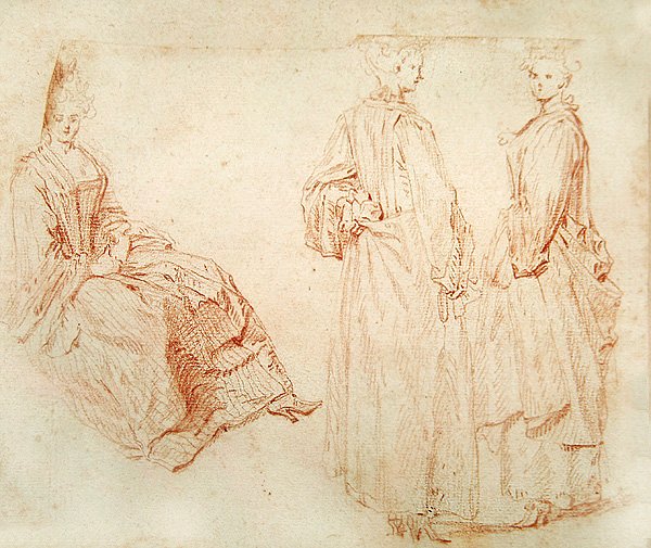 Three Women, One Seated on the Left by Jean Antoine Watteau