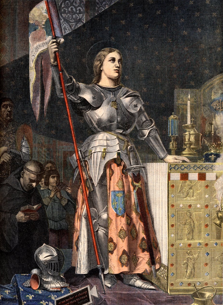 Portrait of Joan of Arc in the coronation of Charles VII (1429) engraving after Ingres by Jean Auguste Dominique (after) Ingres