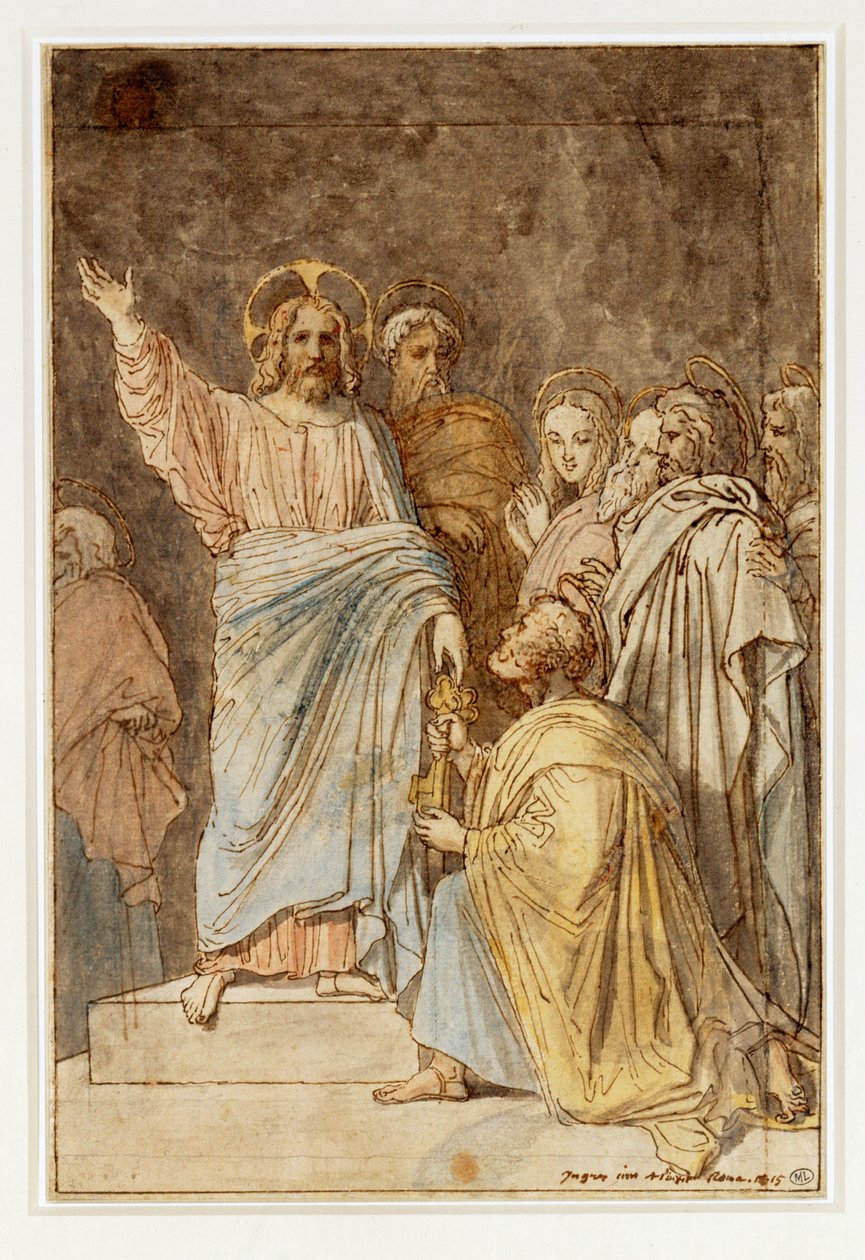 Christ Handing the Keys to Saint Peter, dated 1815 by Jean Auguste Dominique Ingres