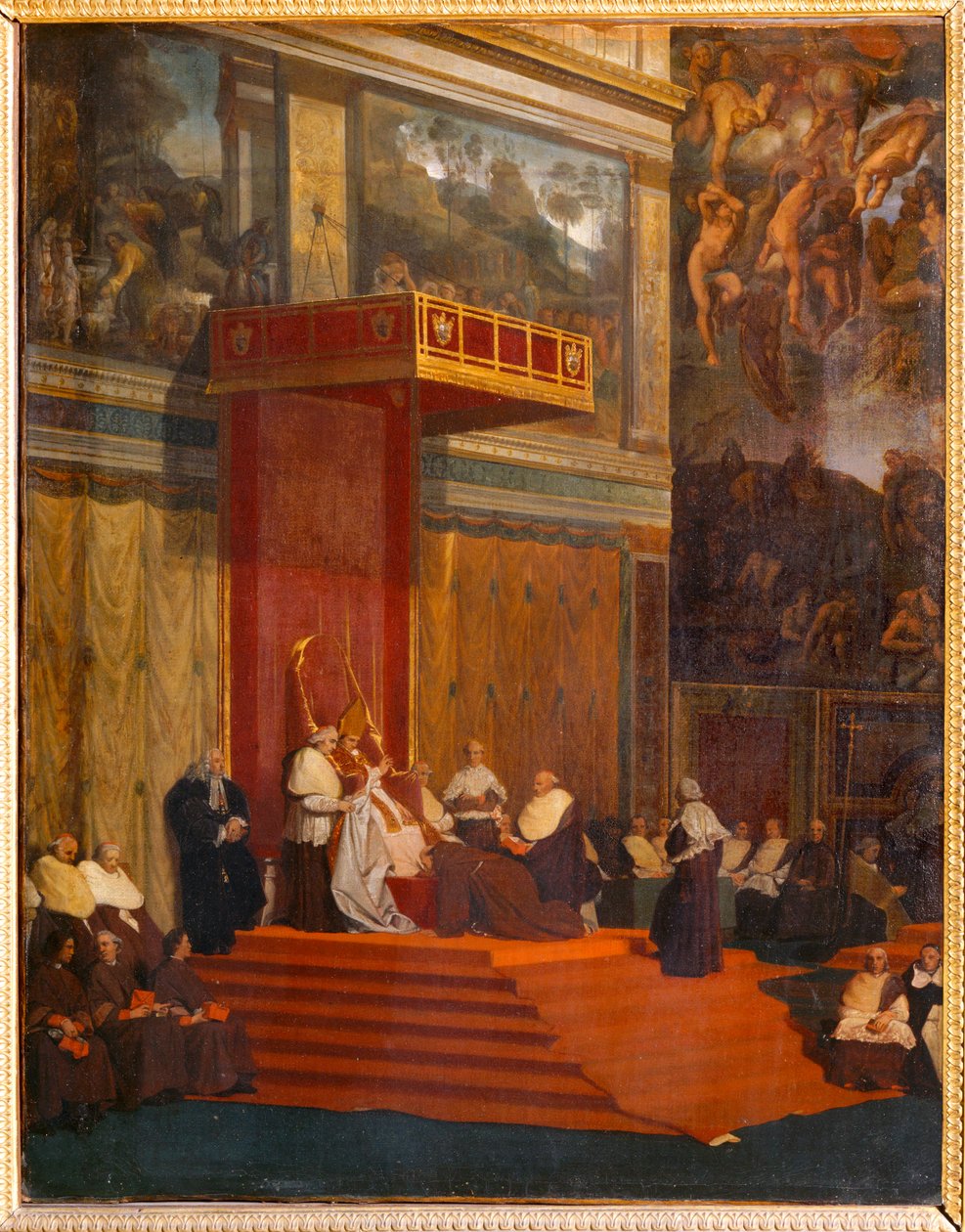 Pope Pius VII holding chapel, 1820 by Jean Auguste Dominique Ingres