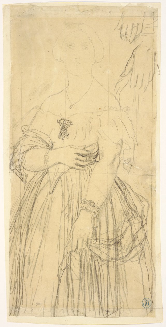 Study for the Dress and the Hands of Madame Moitessier by Jean Auguste Dominique Ingres
