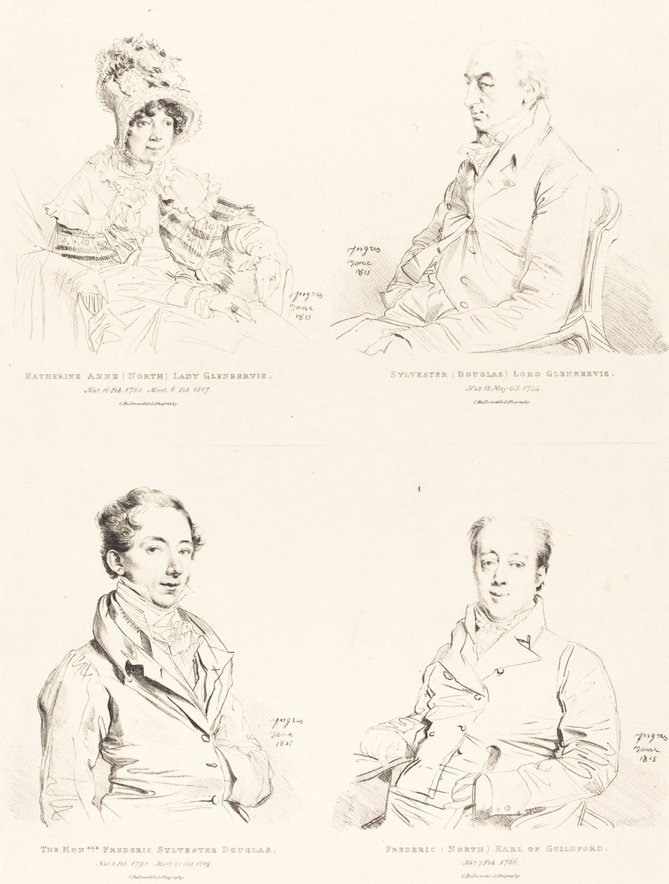 Sylvester (Douglas) Lord Glenbervie; Katherine Anne (North) Glenbervie; Frederic (North) Earl of Guilford; Frederic Sylvester Douglas by Jean Auguste Dominique Ingres