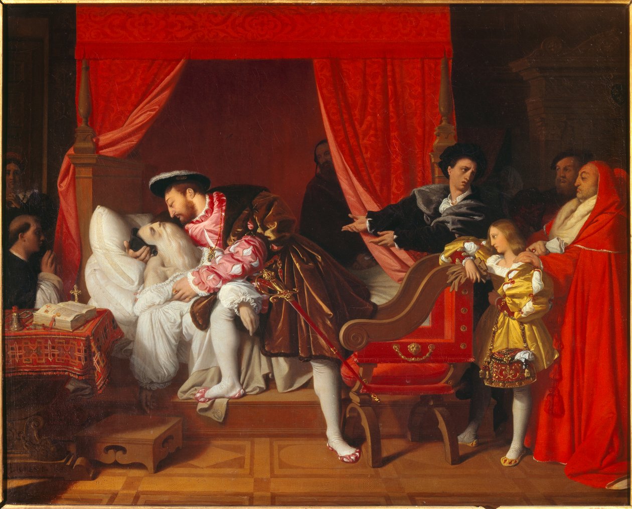 The King of France Francois I receives the last sighs of Leonardo da Vinci at Clos Luce by Jean Auguste Dominique Ingres