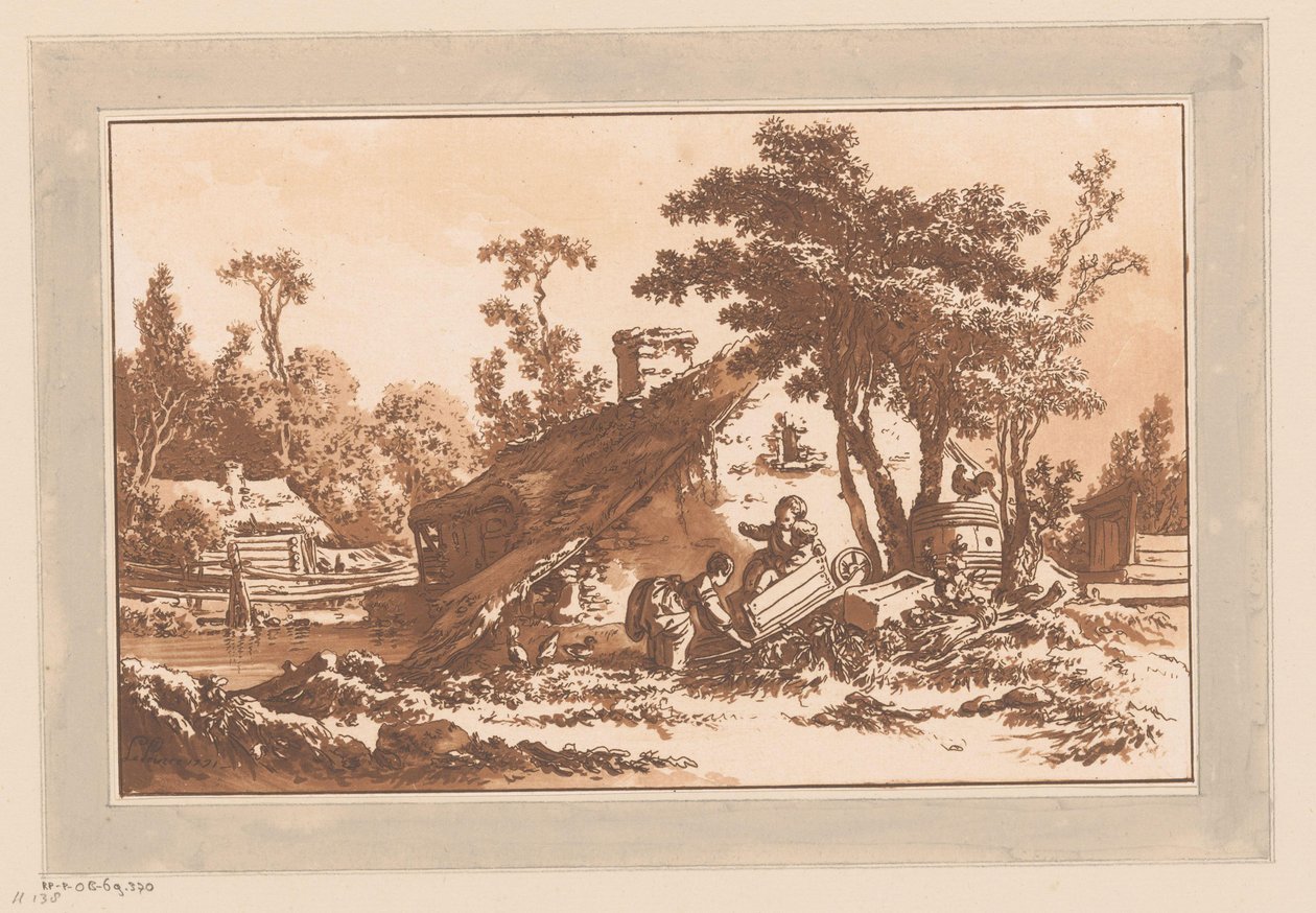 Children Playing on a Farm by Jean Baptist Leprince