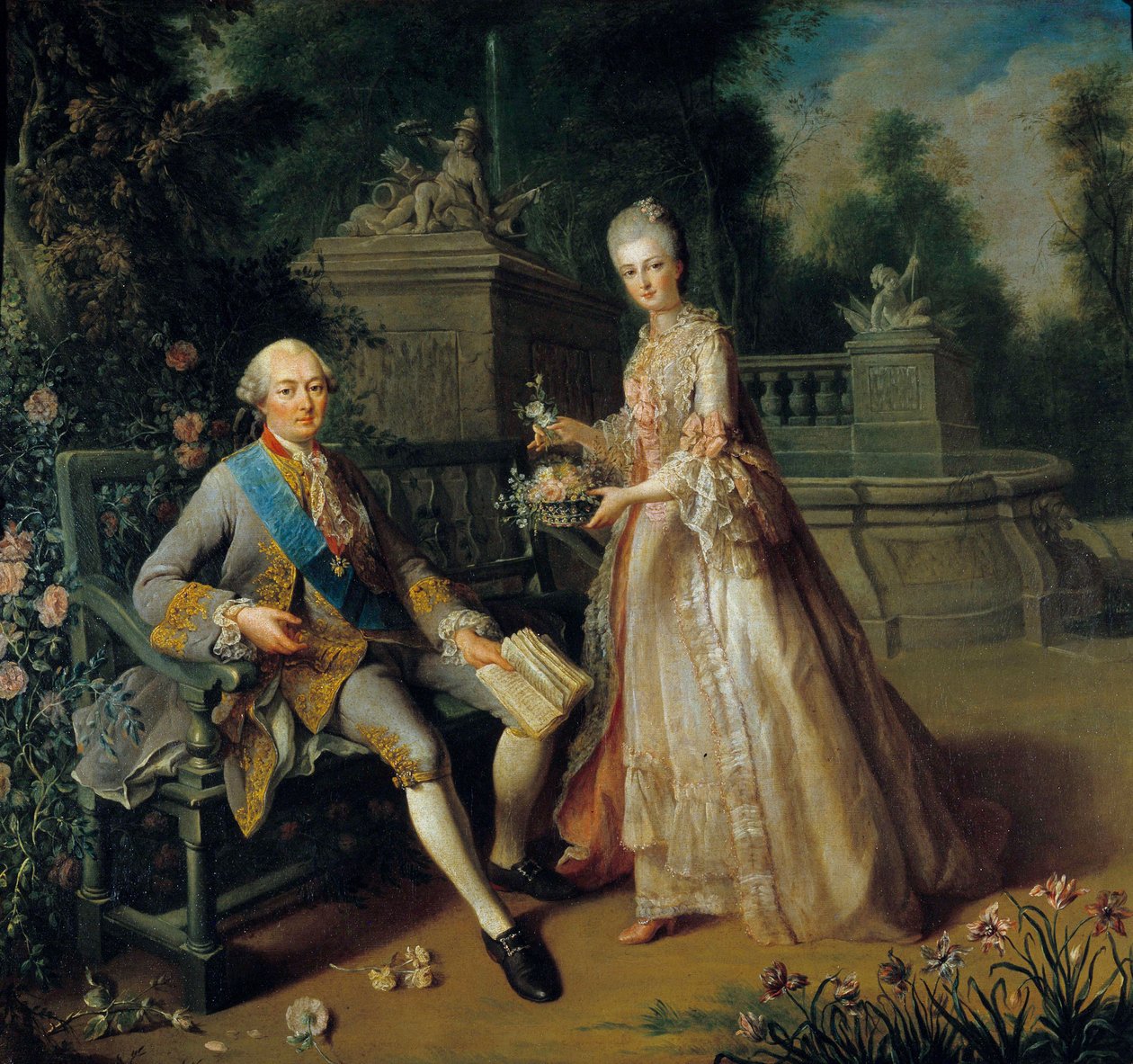 Louis Jean Marie de Bourbon, Duke of Penthievre and his daughter Louise Adelaide by Jean Baptiste Charpentier