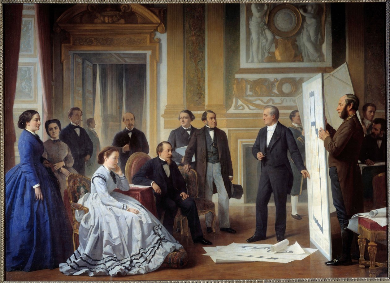 The Architect Louis Visconti Presents to Napoleon III the Plan of the New Louvre by Jean Baptiste Ange Tissier