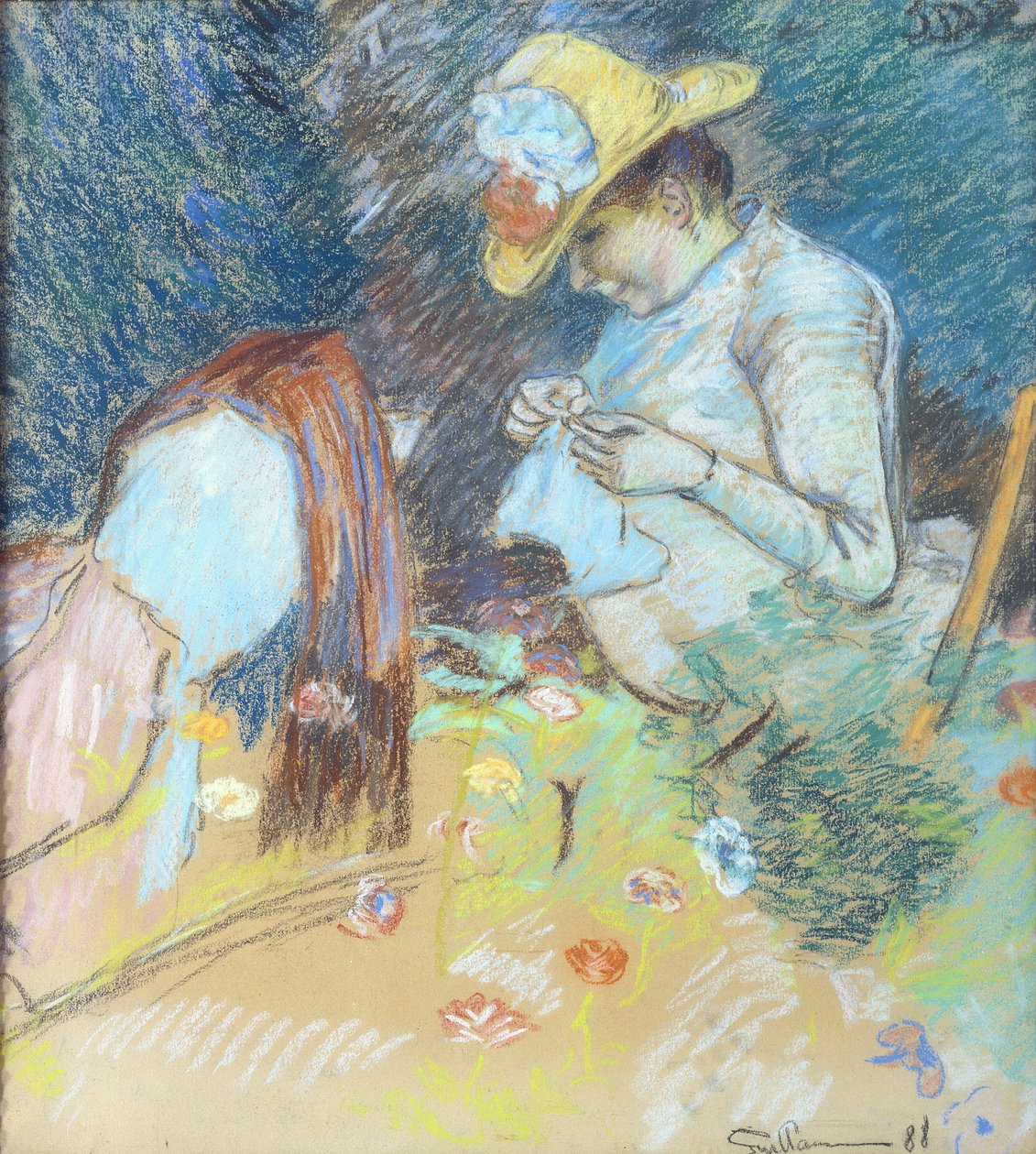 Madame Guillaumin Sewing by Jean Baptiste Armand Guillaumin