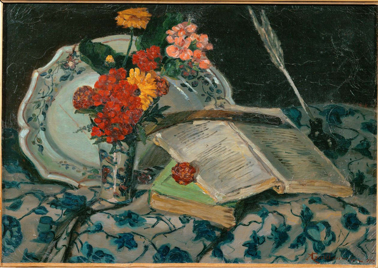 Still Life: Flowers, Faience, Books by Jean Baptiste Armand Guillaumin