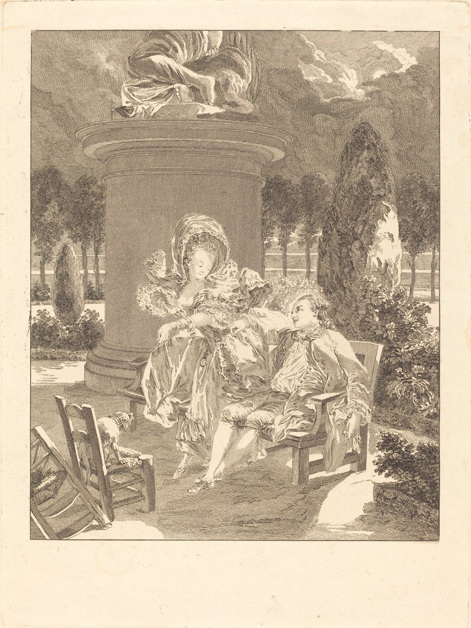 The Evening at the Tuileries by Jean Baptiste Blaise Simonet after Pierre Antoine Baudouin