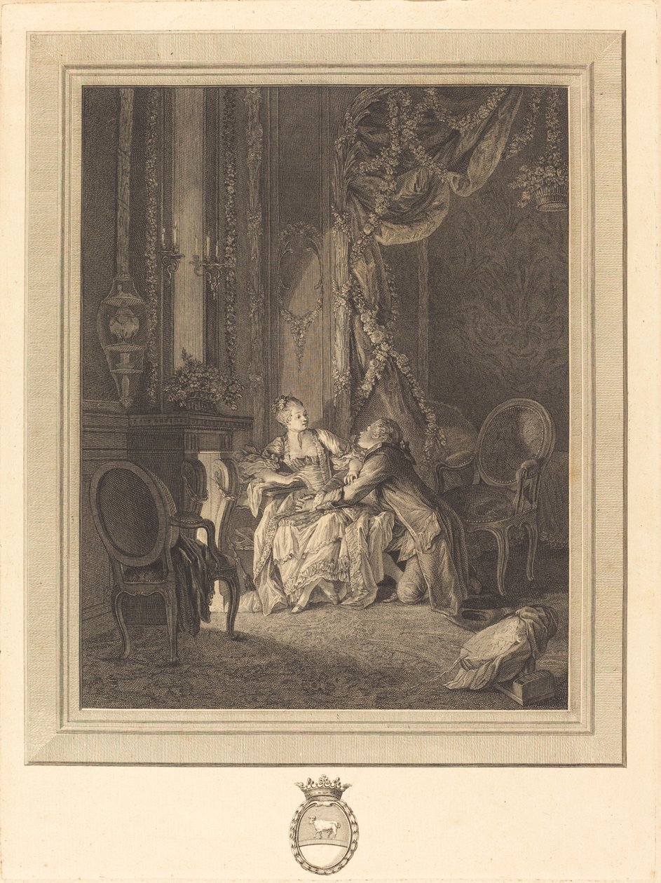 The Danger of the Tête-à-Tête by Jean Baptiste Blaise Simonet after Pierre Antoine Baudouin