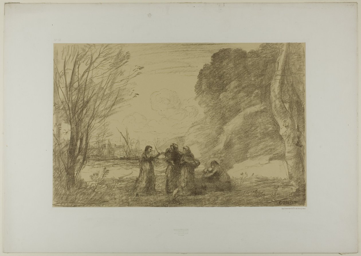 A Family at Terracina by Jean-Baptiste-Camille Corot