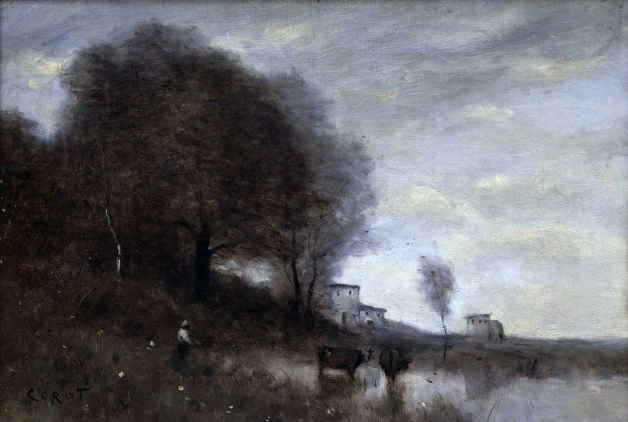 Country landscape by Jean Baptiste Camille Corot